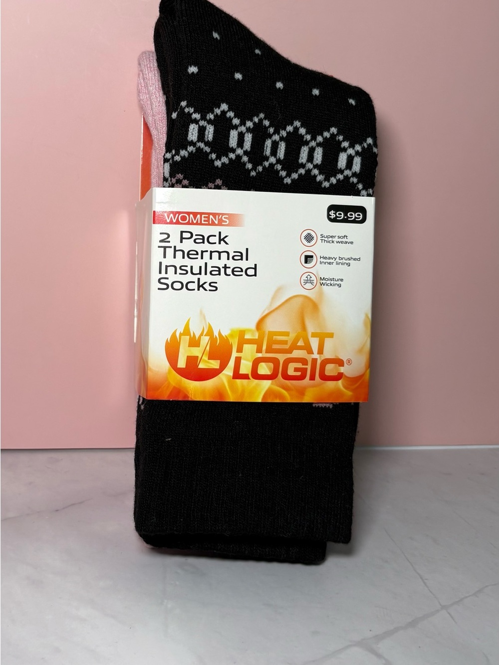 Women’s 2-Pack Thermal Insulated Socks - Black & Pink